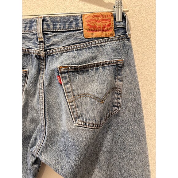 Vintage Levis 501 Blue Solid High Rise Straight Leg Jeans Size Waist 32 - Picture 8 of 10